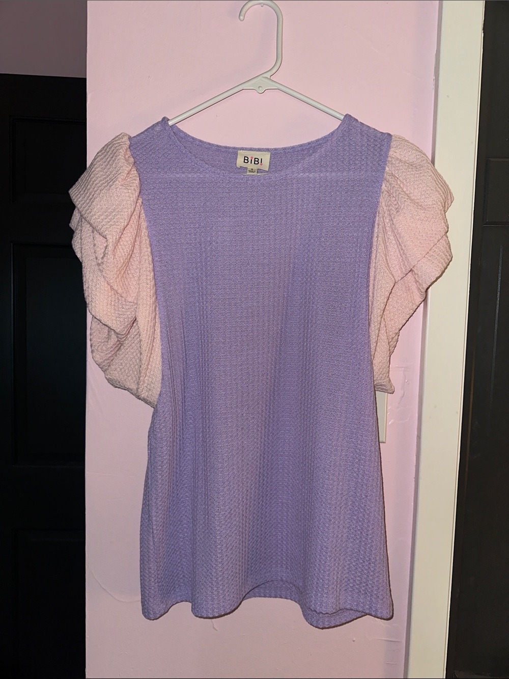 BiBi Lavender Dress with Pink Puff Sleeves